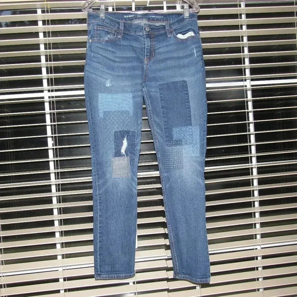 OLD NAVY Boyfriend Skinny Patch Distressed Jeans 6 - Picture 1 of 6